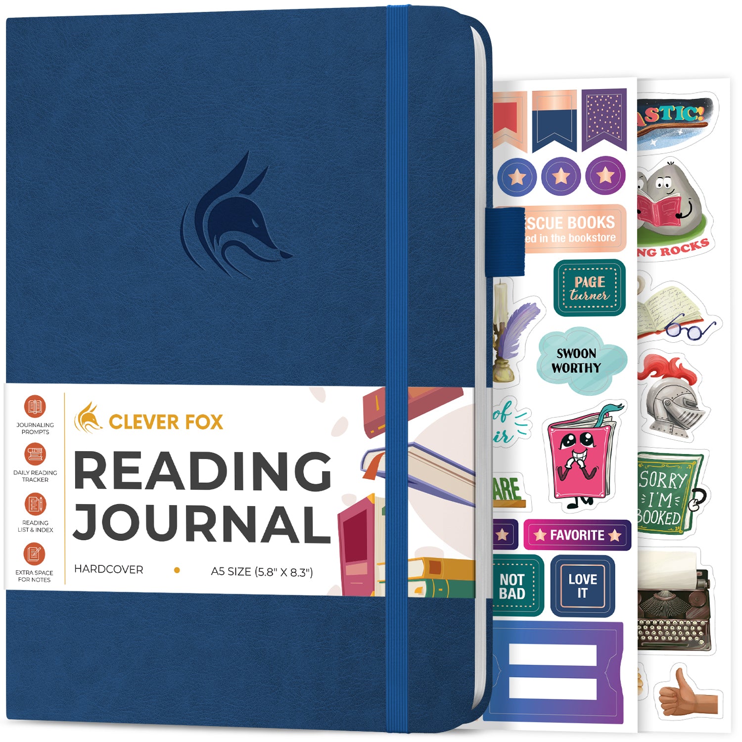 Reading Journal - A5 Size - Book Review & Reading Tracker - Convenient and Organized - for Book Lovers - Productivity Store Light Blue