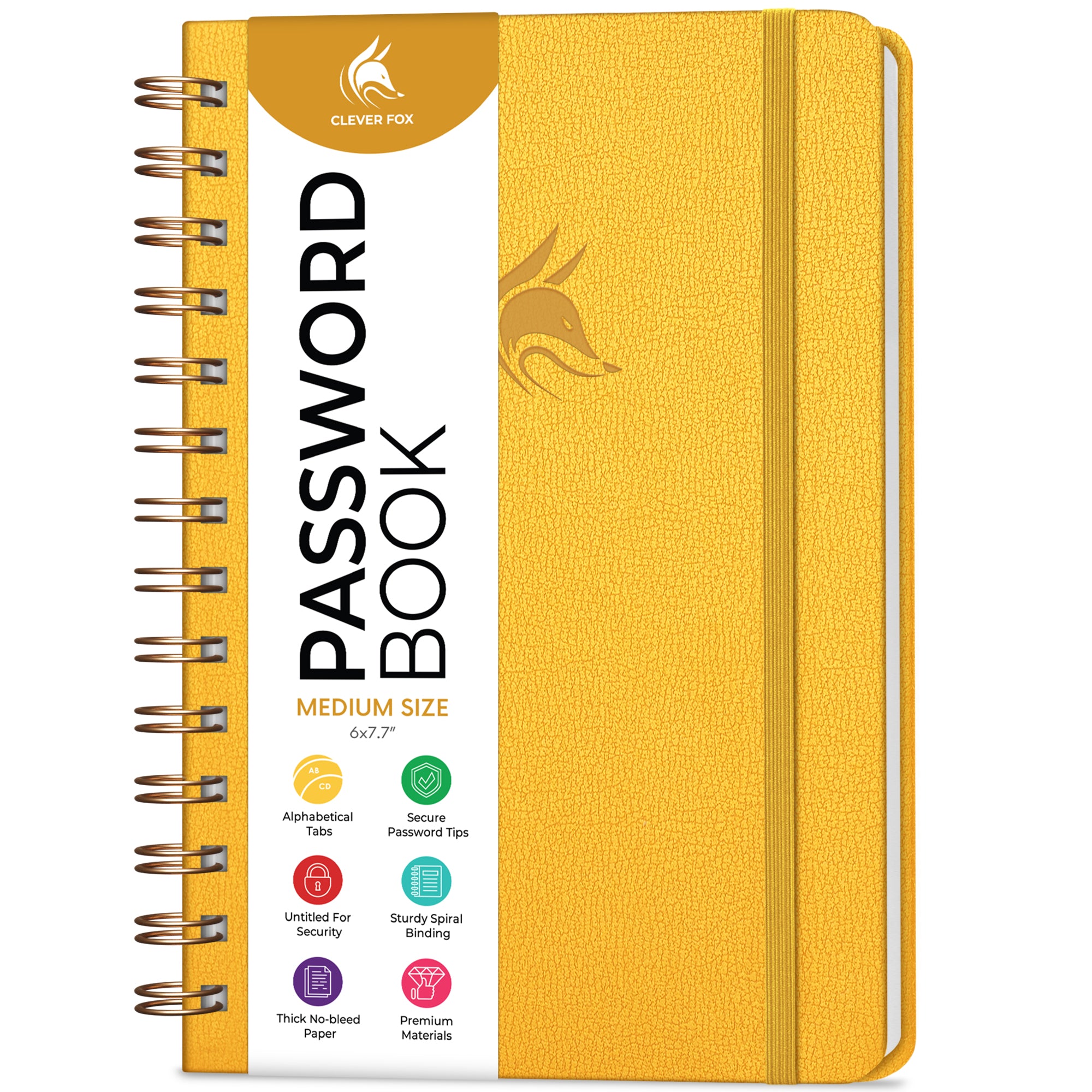 Password Book Spiral Bound Clever Fox  password-book-spiral-bound-clever-fox