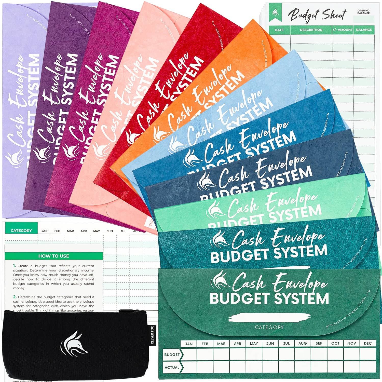 Cash Envelopes For Budget Wallet, 12 Months Savings, Stuffing