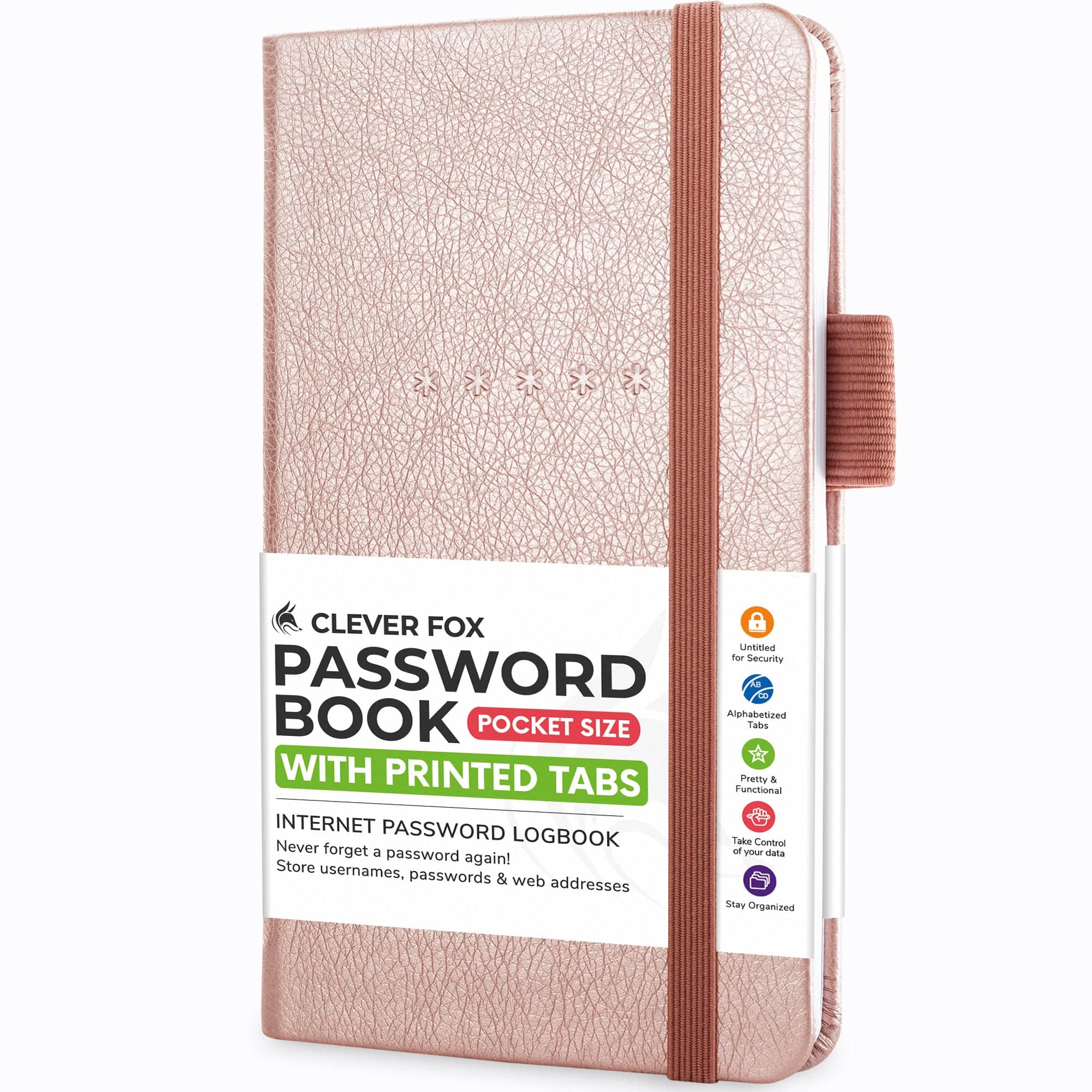Clever Fox Password Book with tabs. Internet Address and Password Organizer  Logbook with Alphabetical tabs. Large Size Password Keeper Journal