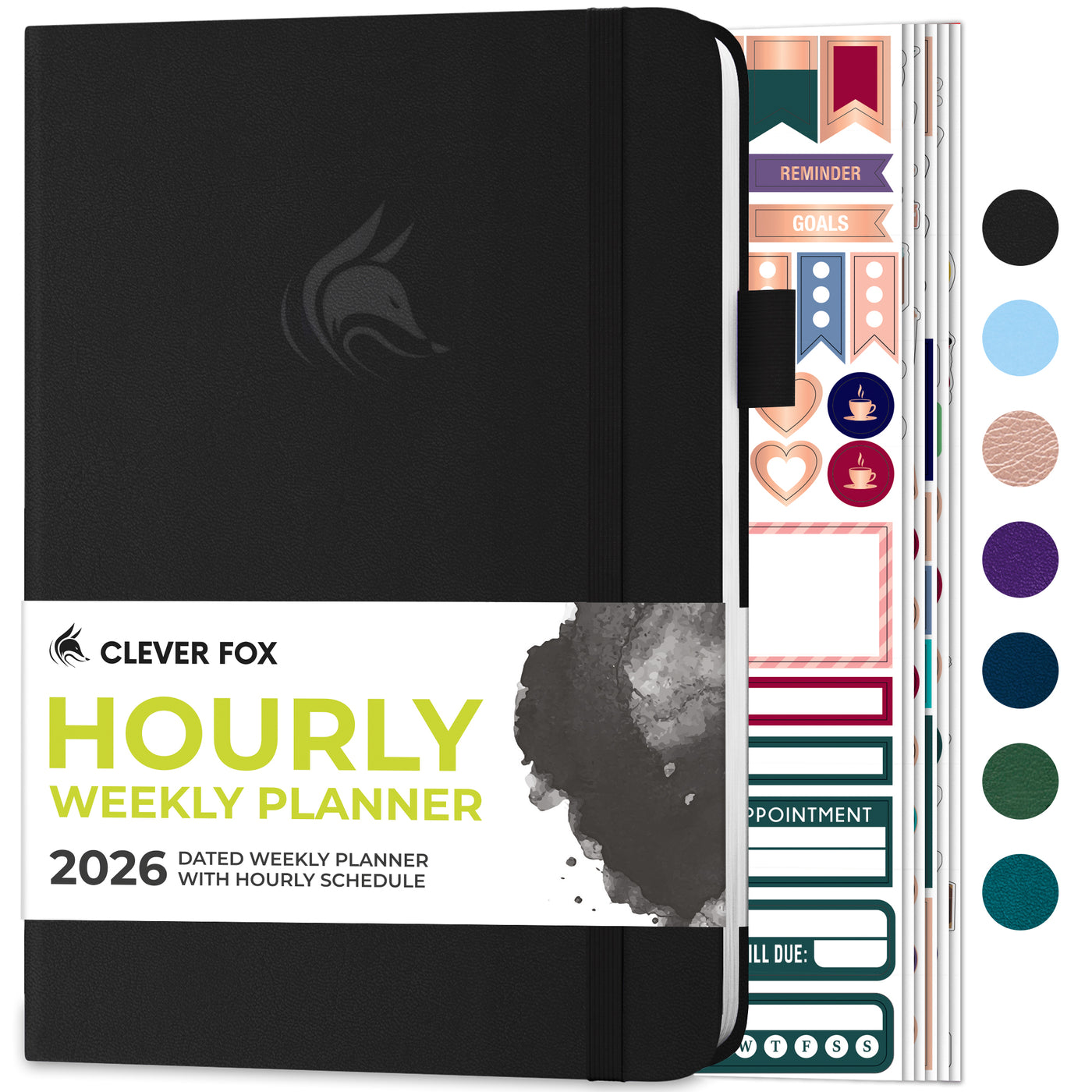 Clever Fox Dated Hourly Weekly Planner 2026
