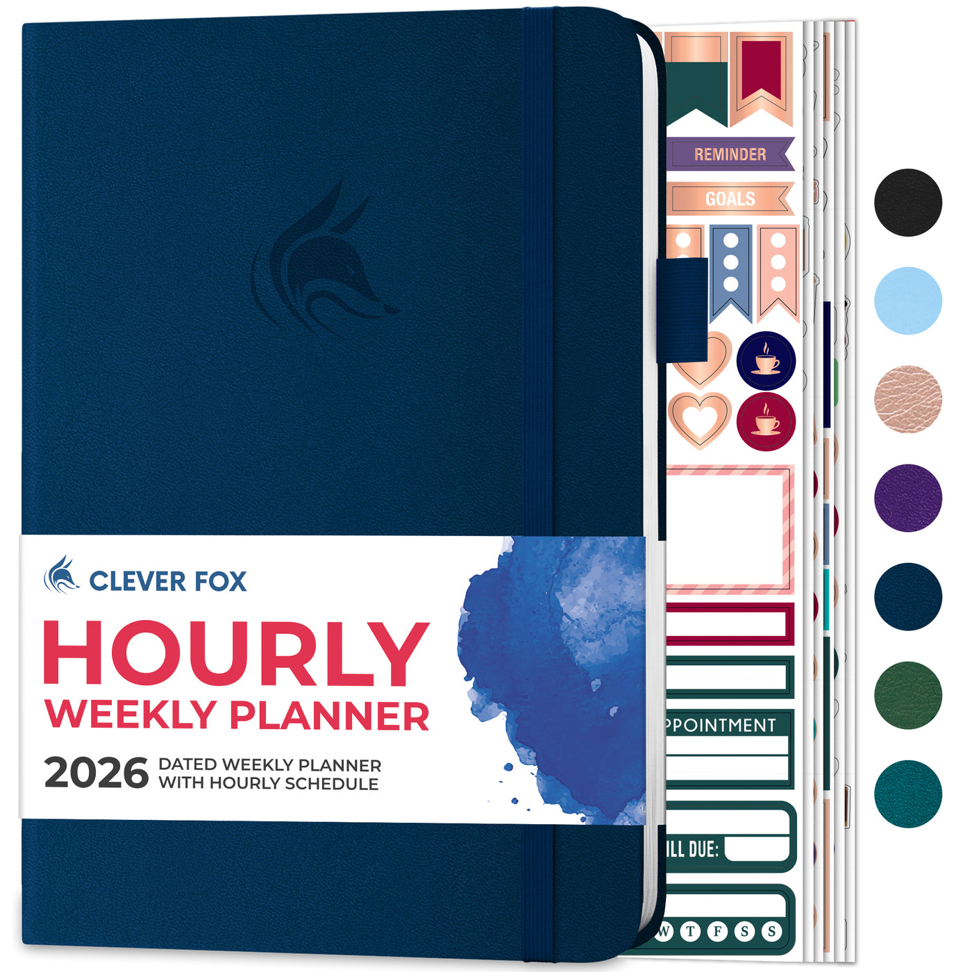Clever Fox Dated Hourly Weekly Planner 2026