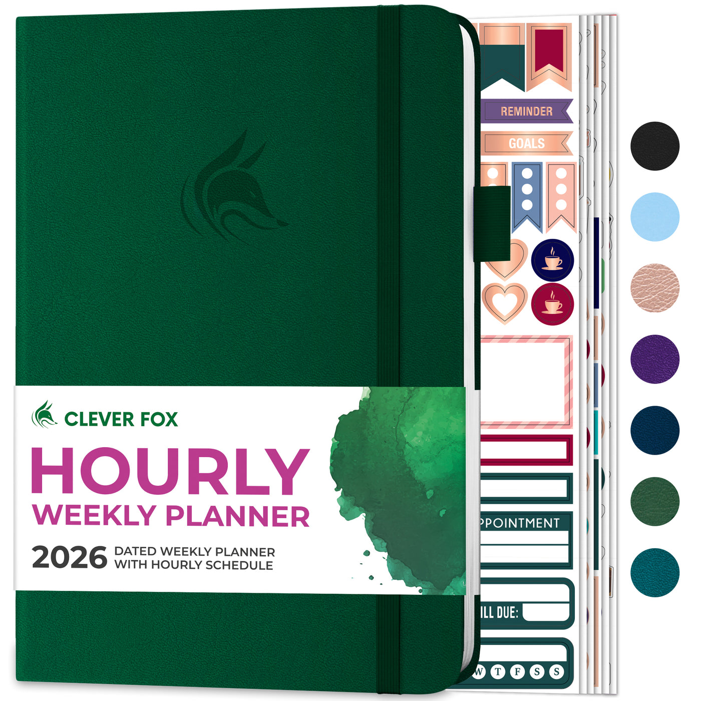 Clever Fox Dated Hourly Weekly Planner 2026