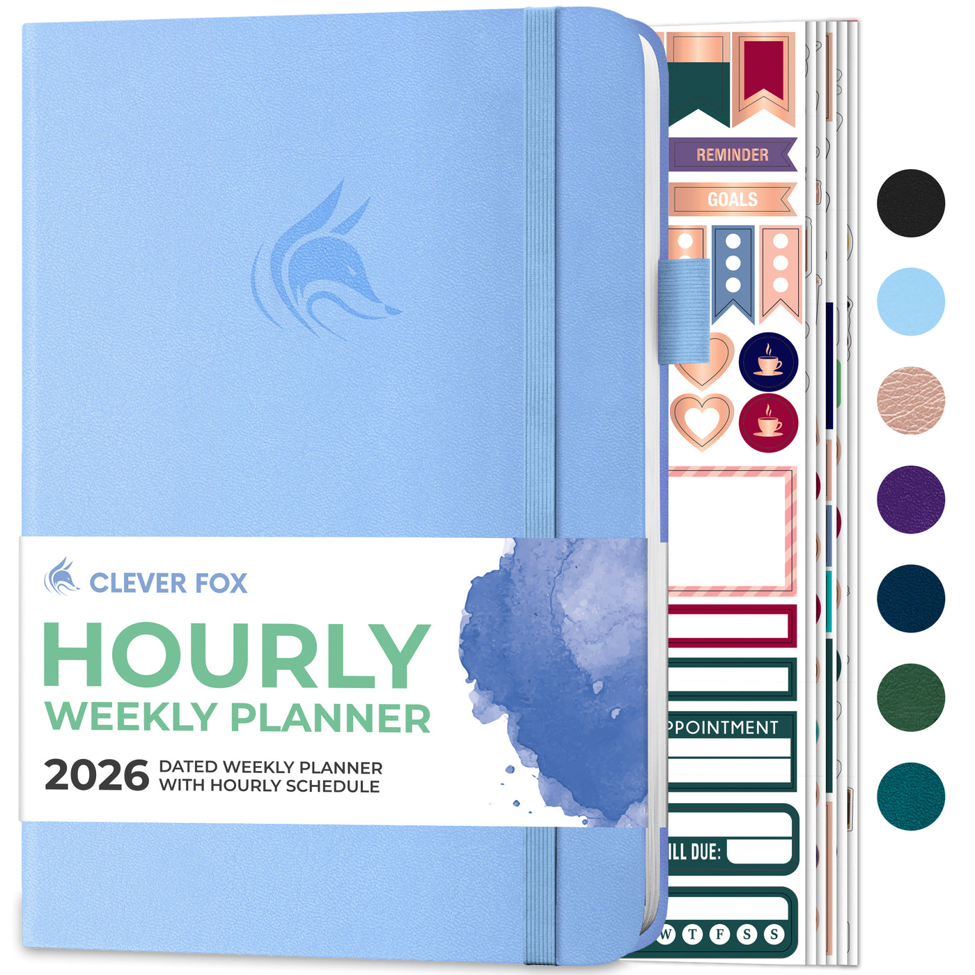 Clever Fox Dated Hourly Weekly Planner 2026