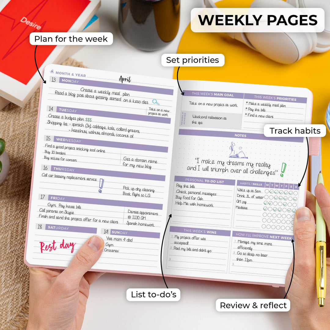 Clever Fox Daily Planner 2nd Edition – Undated Time Block Task Organizer with Timetable & To-Do List – A5, 6 Months (Silver-Black Clever Fox Daily Planner 2nd Edition – Undated Time Block Task Organizer with Timetable & To-Do List – A5, 6 Months (Silver-Black