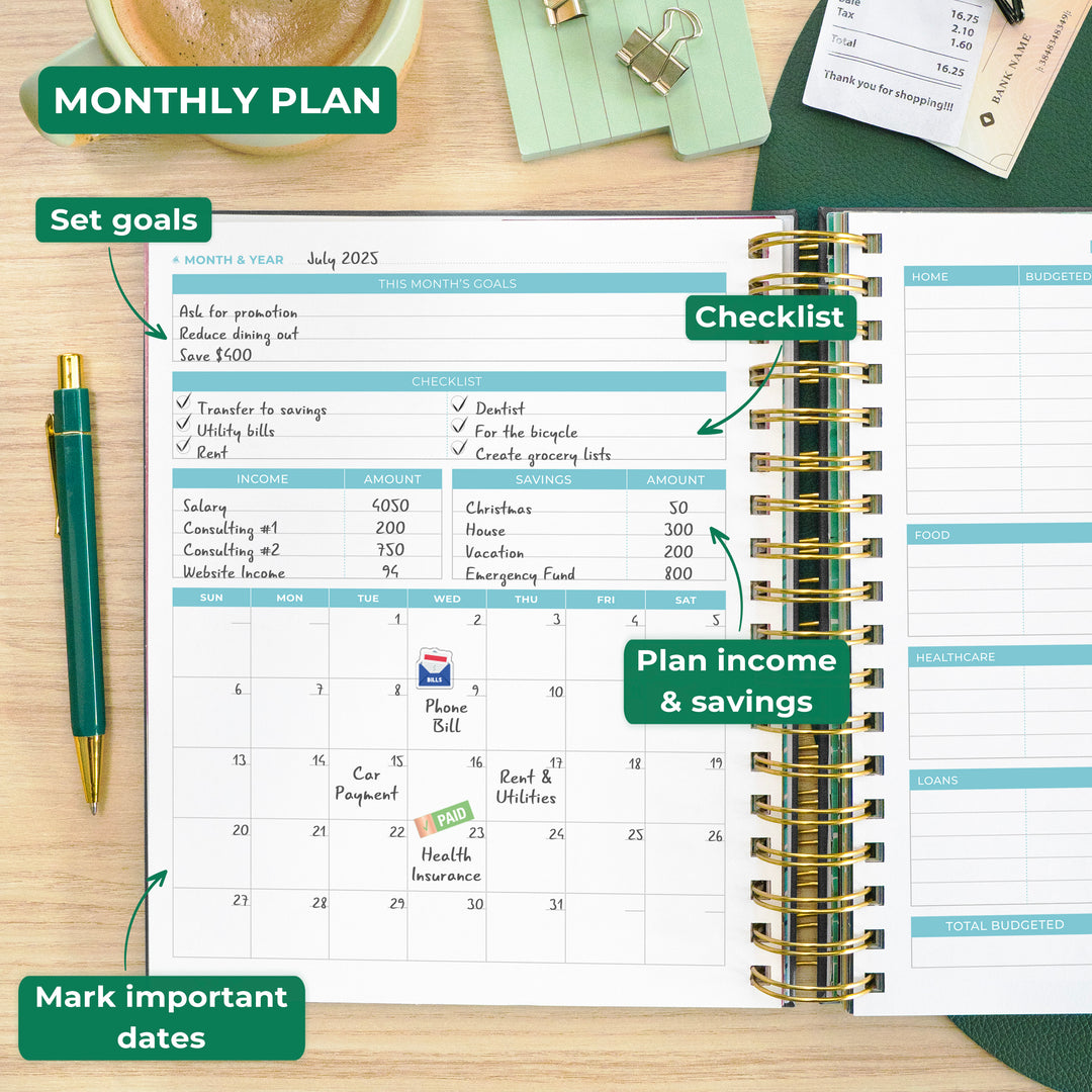 Budget Planner - Monthly Budget Book With Expense Tracker Notebook, Undated Bill Organizer - View #3