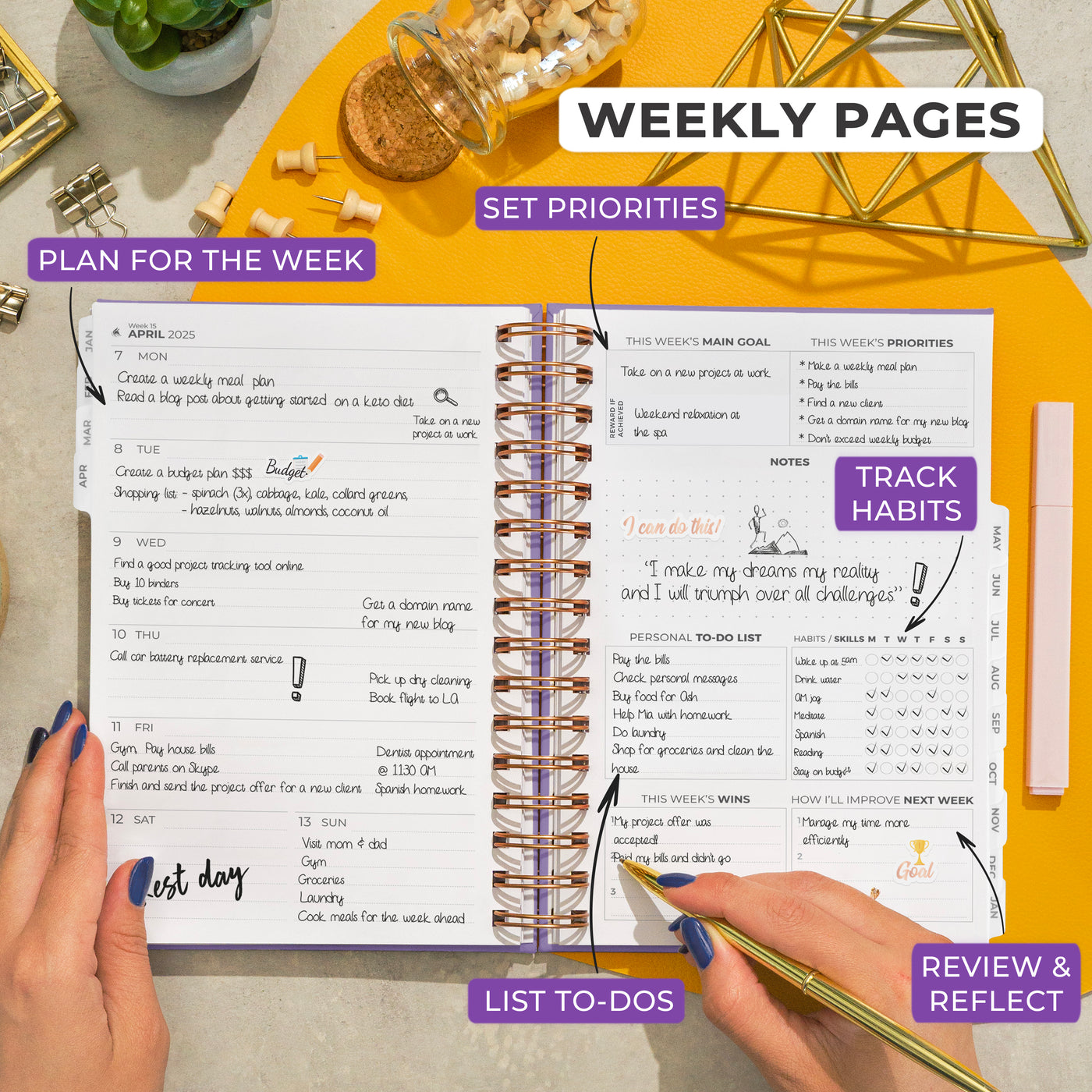 Dated Weekly Planner with Tabs (2025)