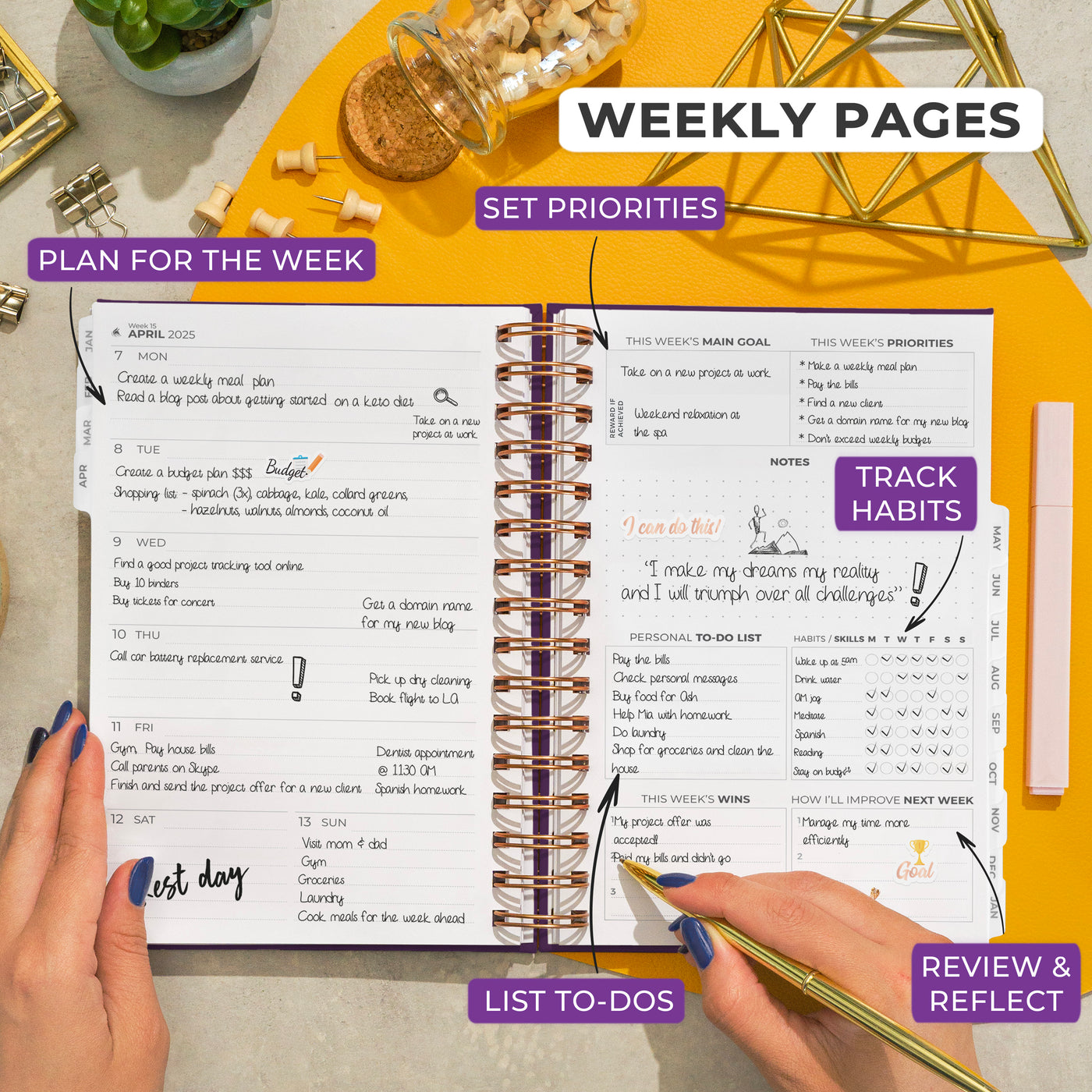 Dated Weekly Planner with Tabs (2025)