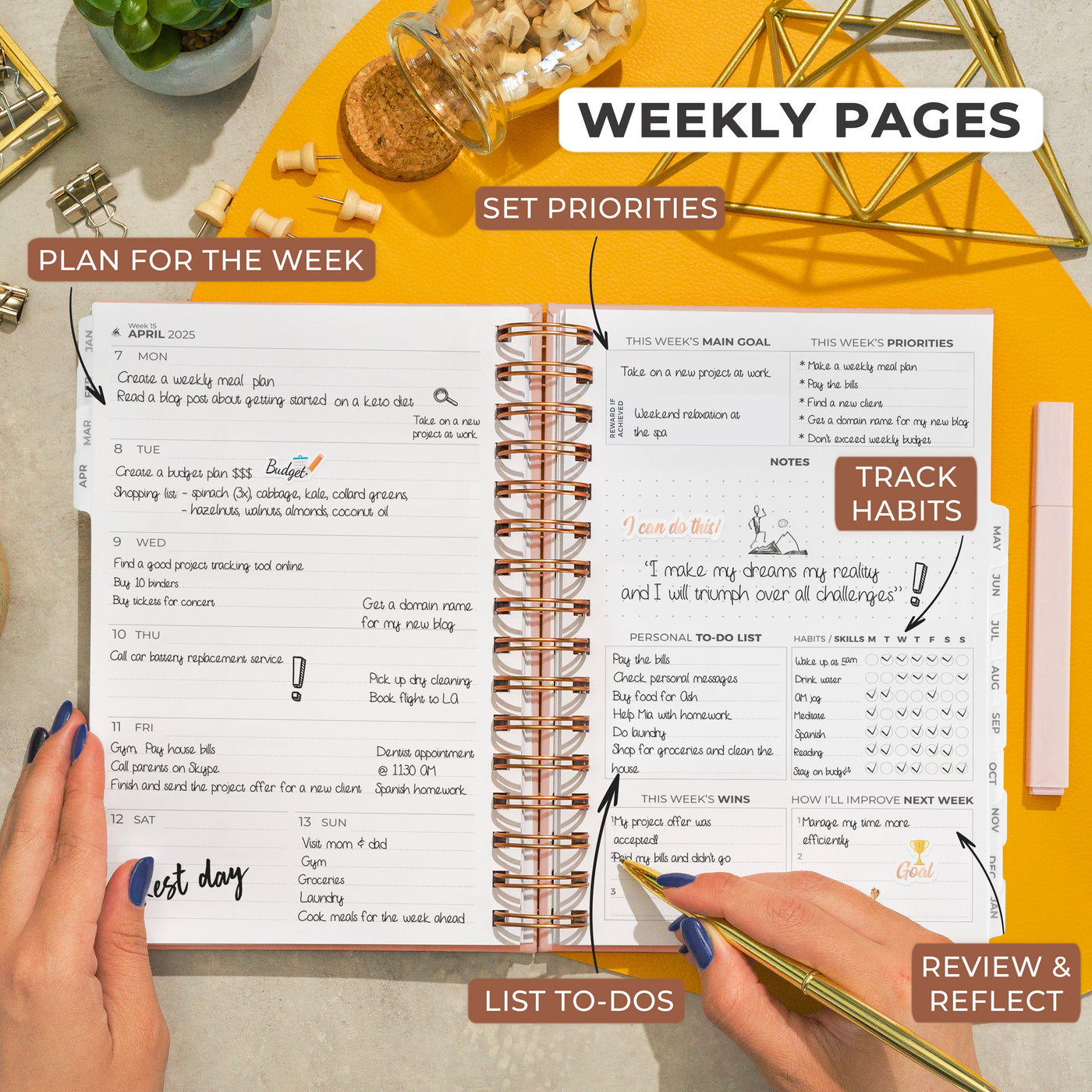 Dated Weekly Planner with Tabs (2025)