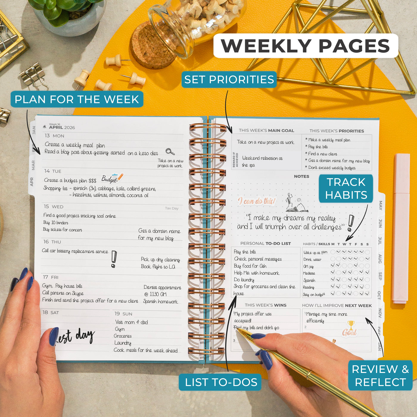 Dated Weekly Planner with Tabs (2026)
