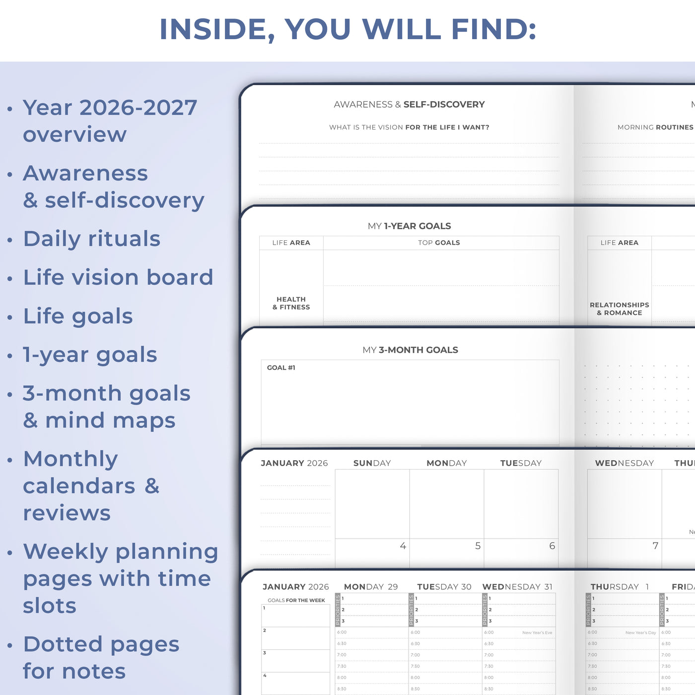 Clever Fox Dated Hourly Weekly Planner 2026