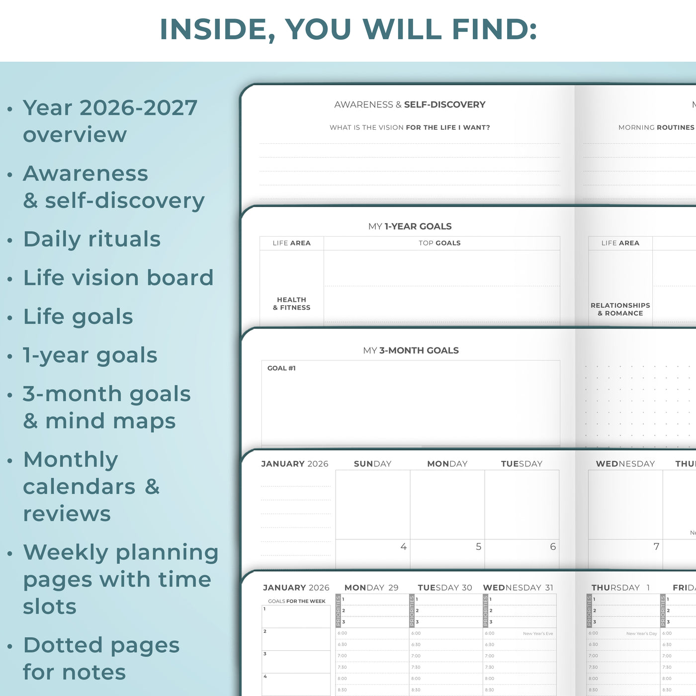 Clever Fox Dated Hourly Weekly Planner 2026