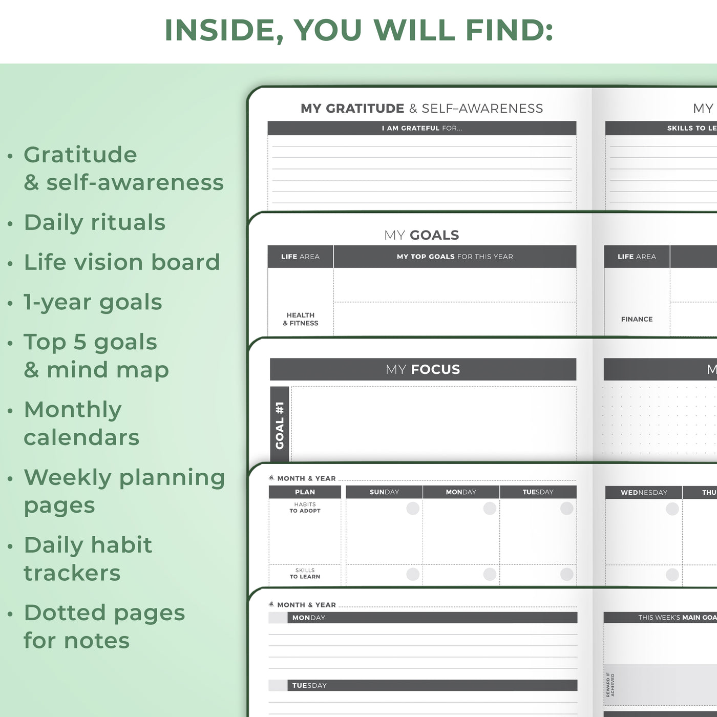 Undated Weekly Planner - Plan & Stay On Top of Your Goals