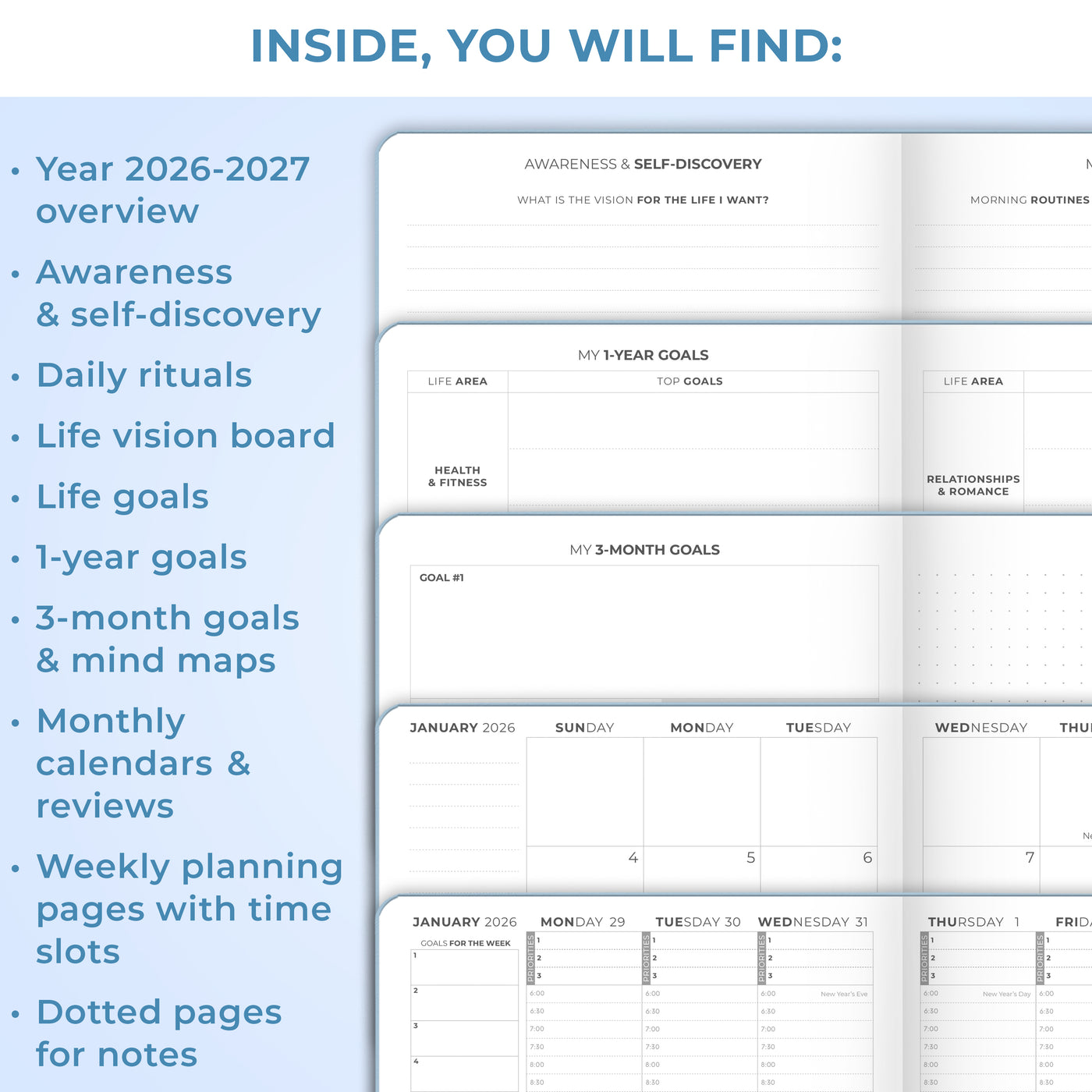 Clever Fox Dated Hourly Weekly Planner 2026