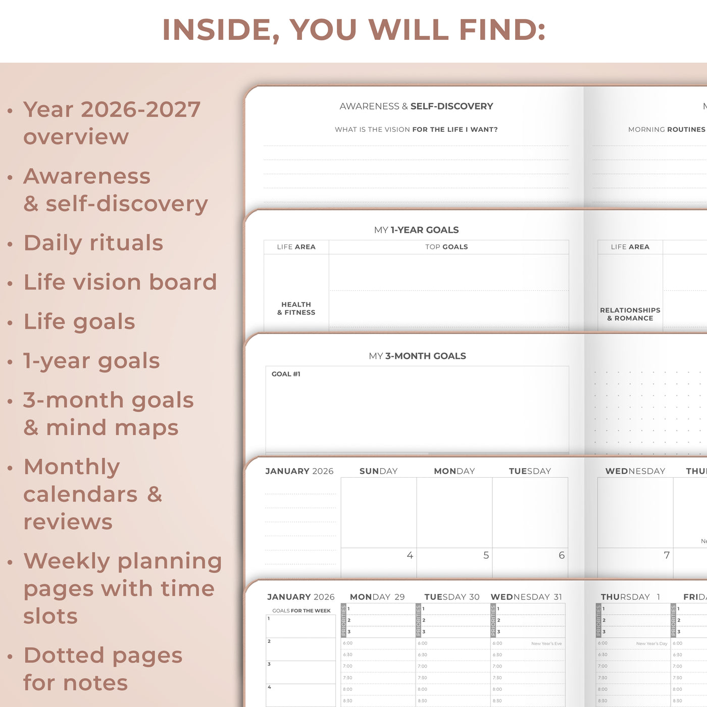 Clever Fox Dated Hourly Weekly Planner 2026
