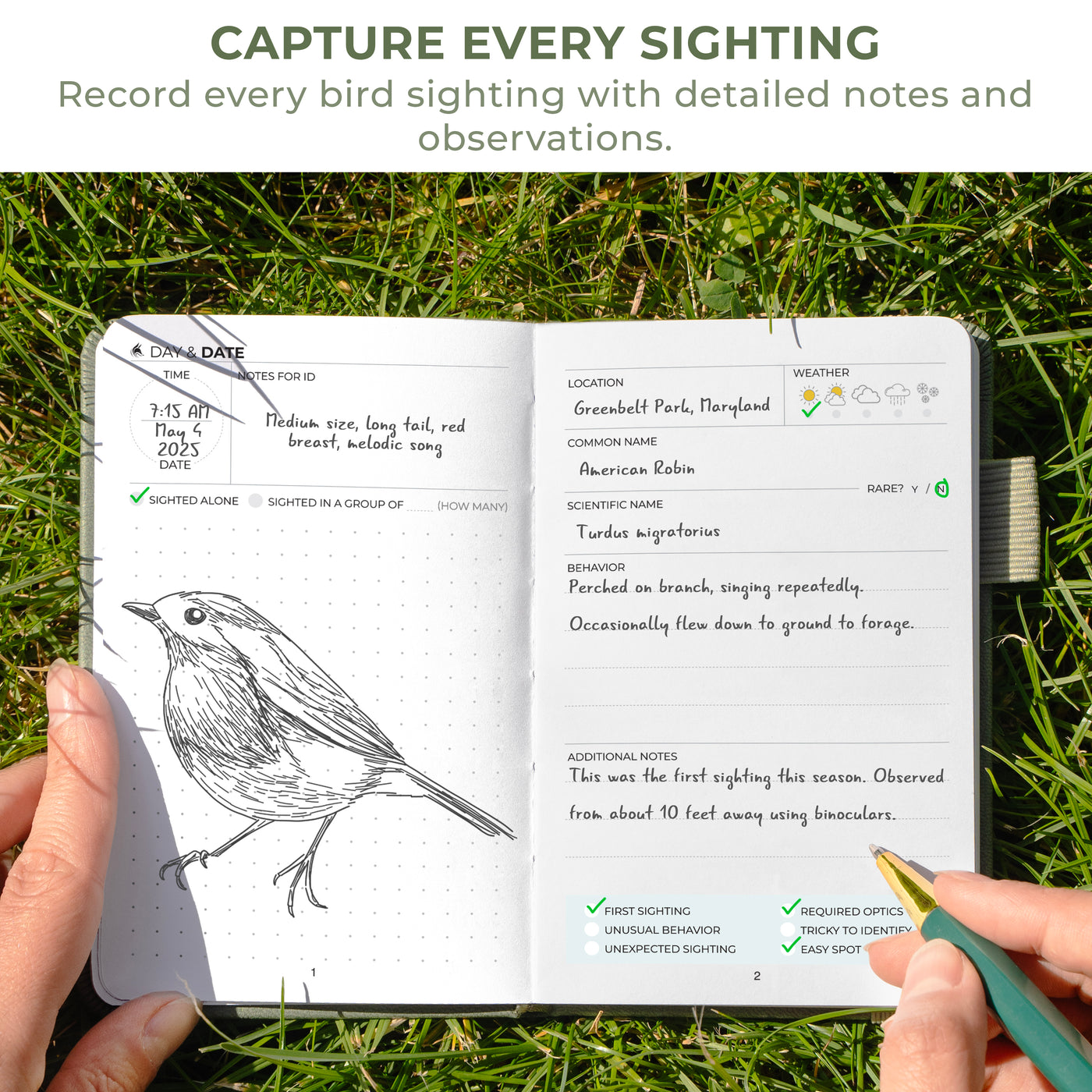 Birder's Journal Pocket – Bird Watcher Log Book