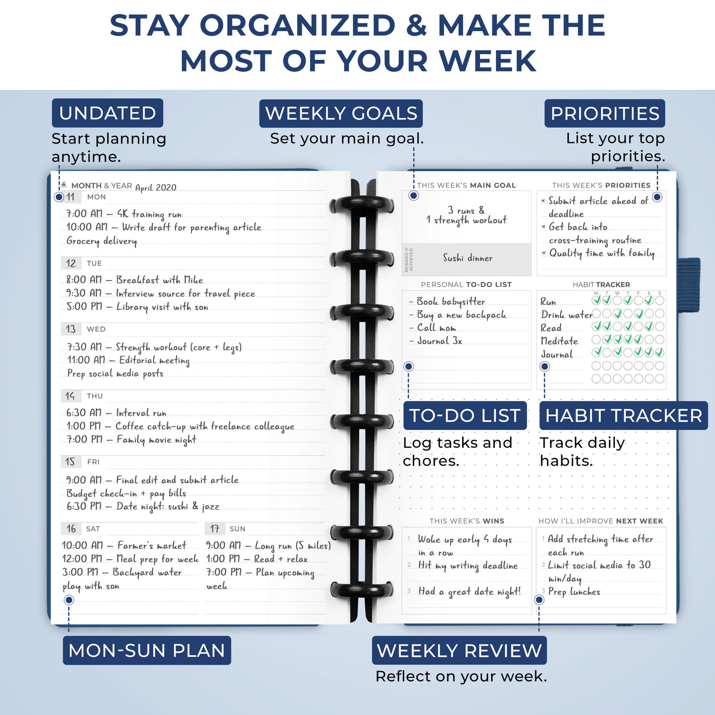 Disc-Bound Weekly Planner
