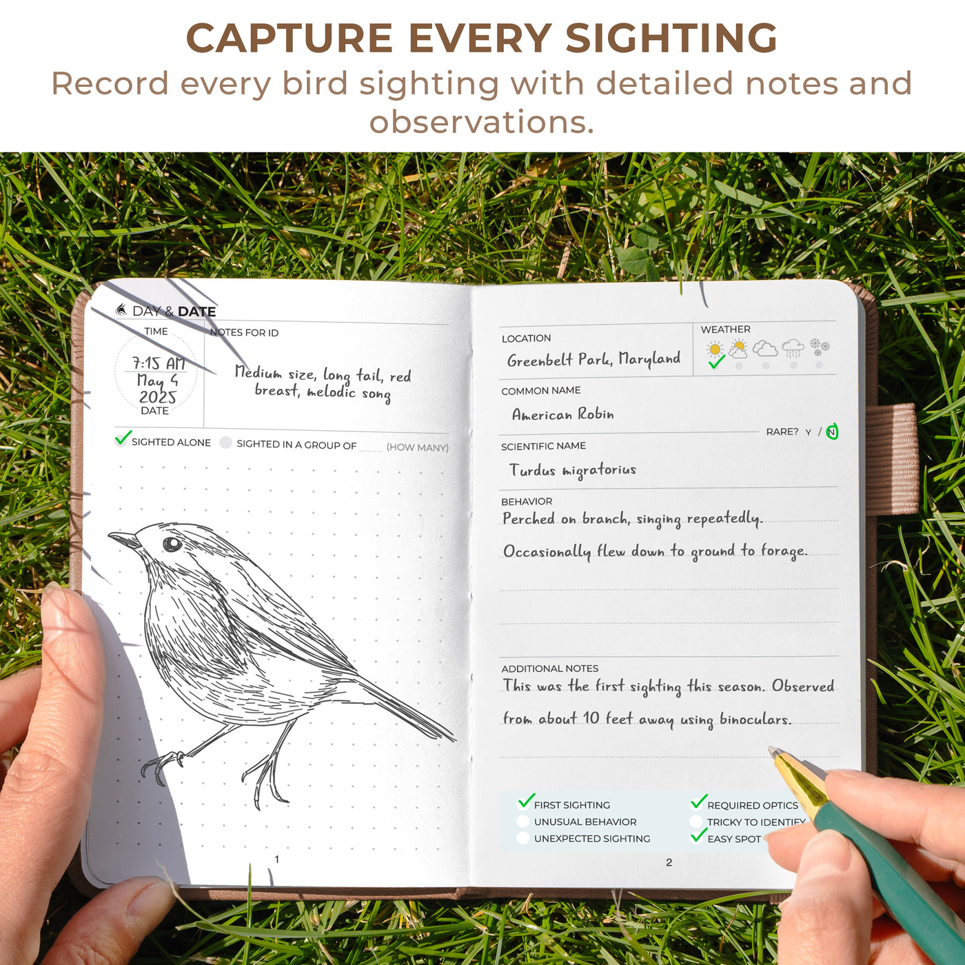 Birder's Journal Pocket – Bird Watcher Log Book