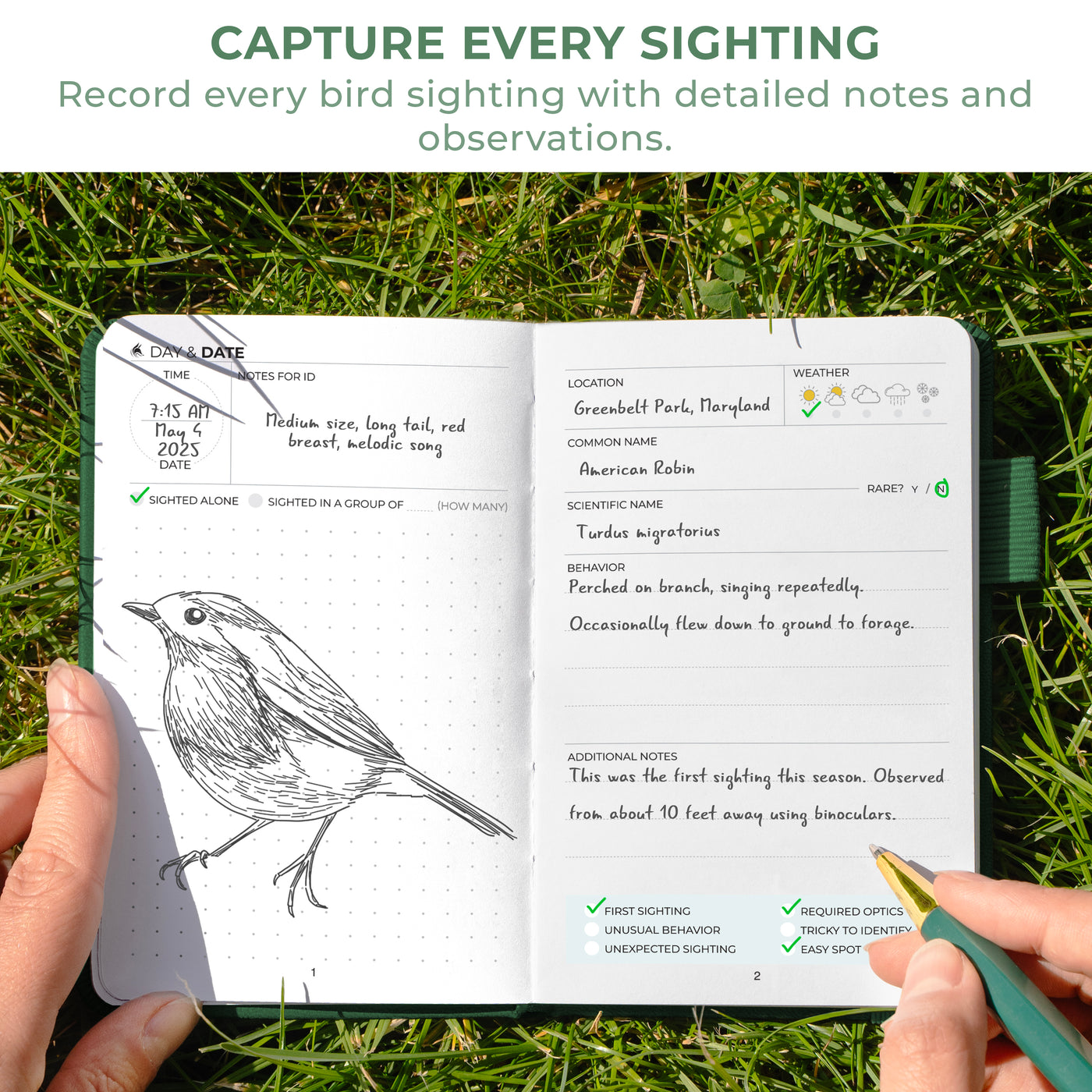 Birder's Journal Pocket – Bird Watcher Log Book