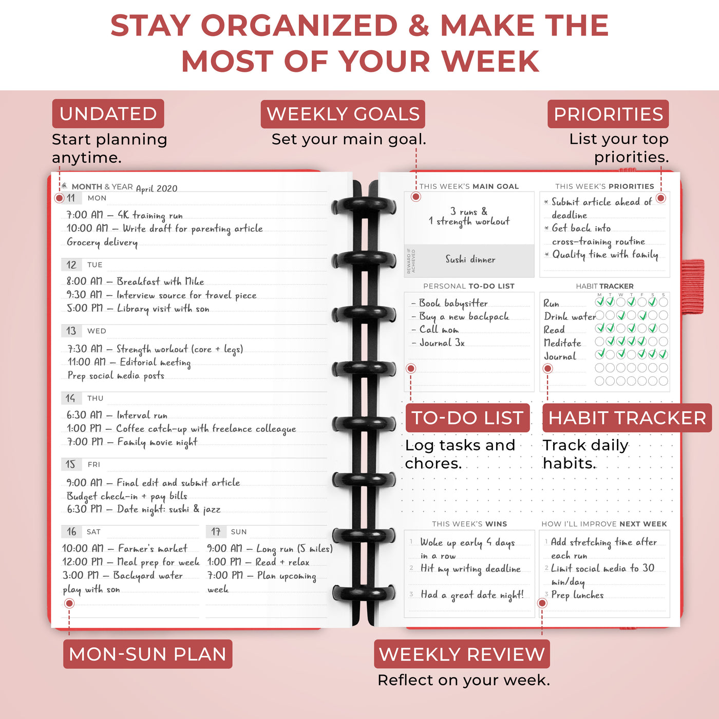 Disc-Bound Weekly Planner