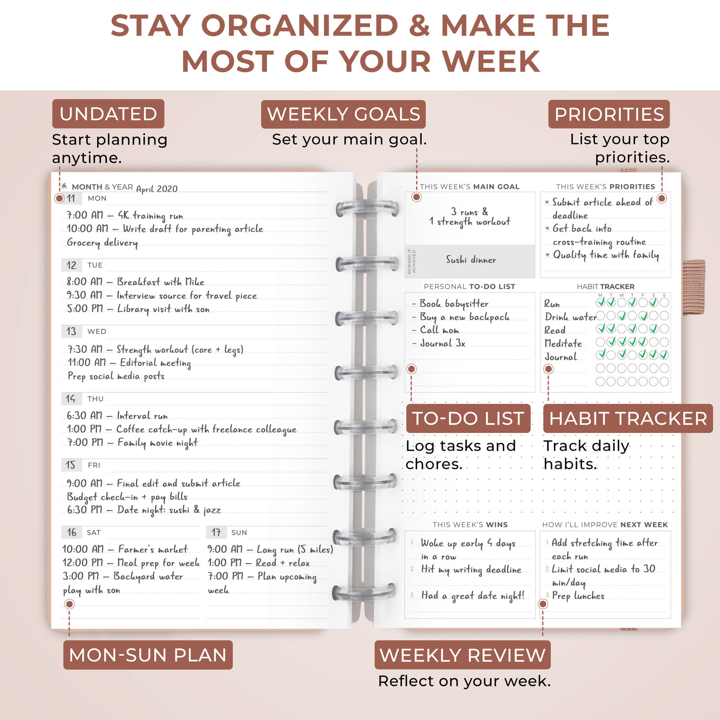 Disc-Bound Weekly Planner