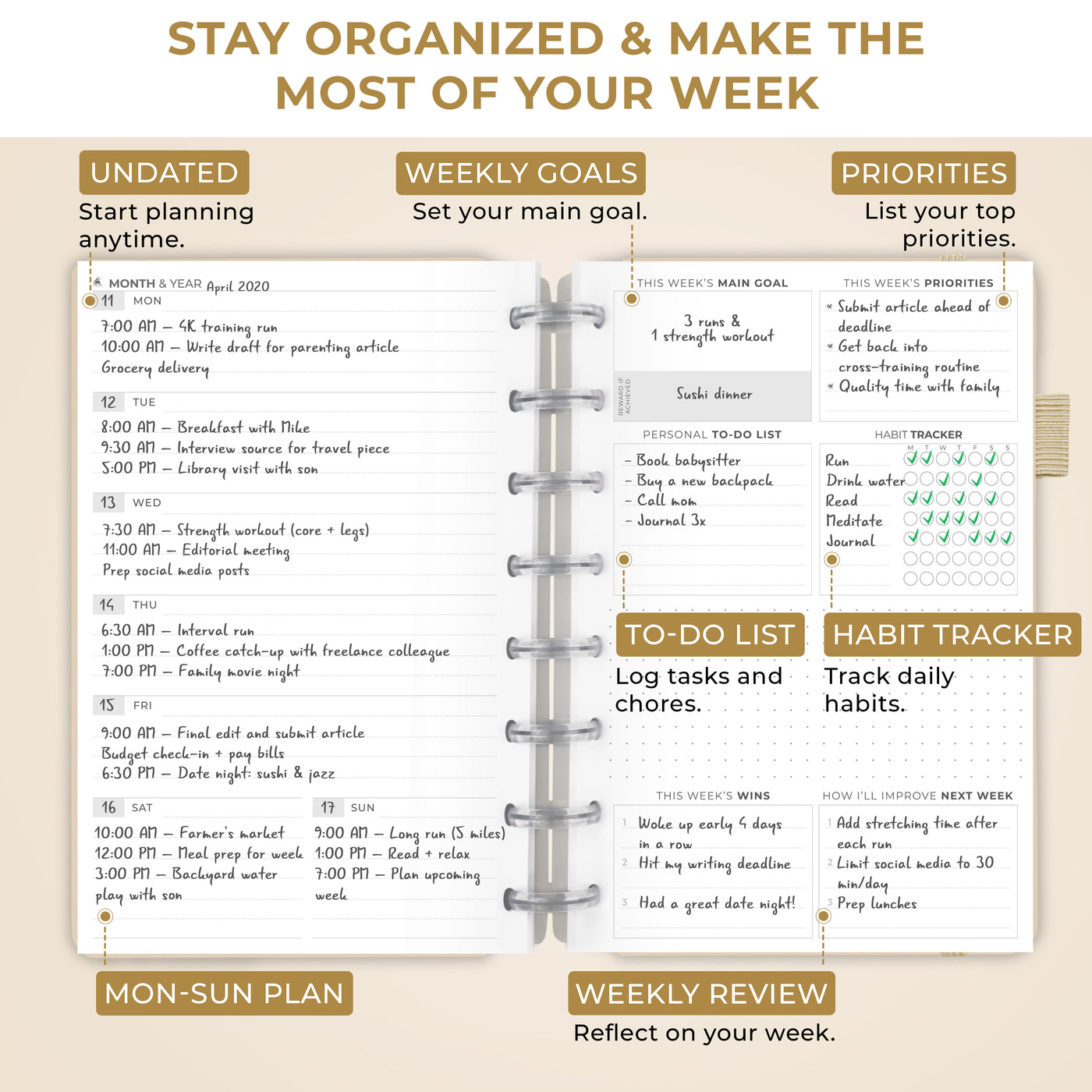 Disc-Bound Weekly Planner