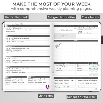 Undated Weekly Planner - Plan & Stay On Top of Your Goals