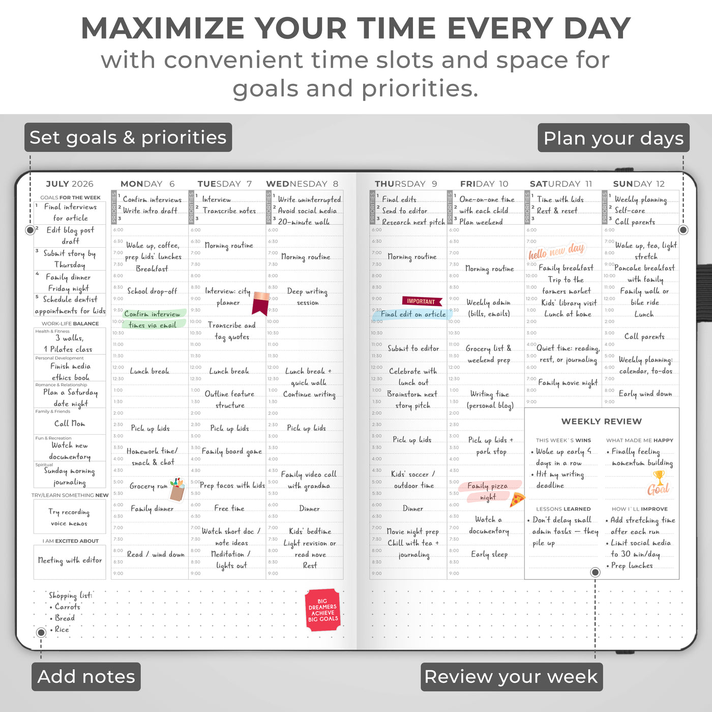 Clever Fox Dated Hourly Weekly Planner 2026