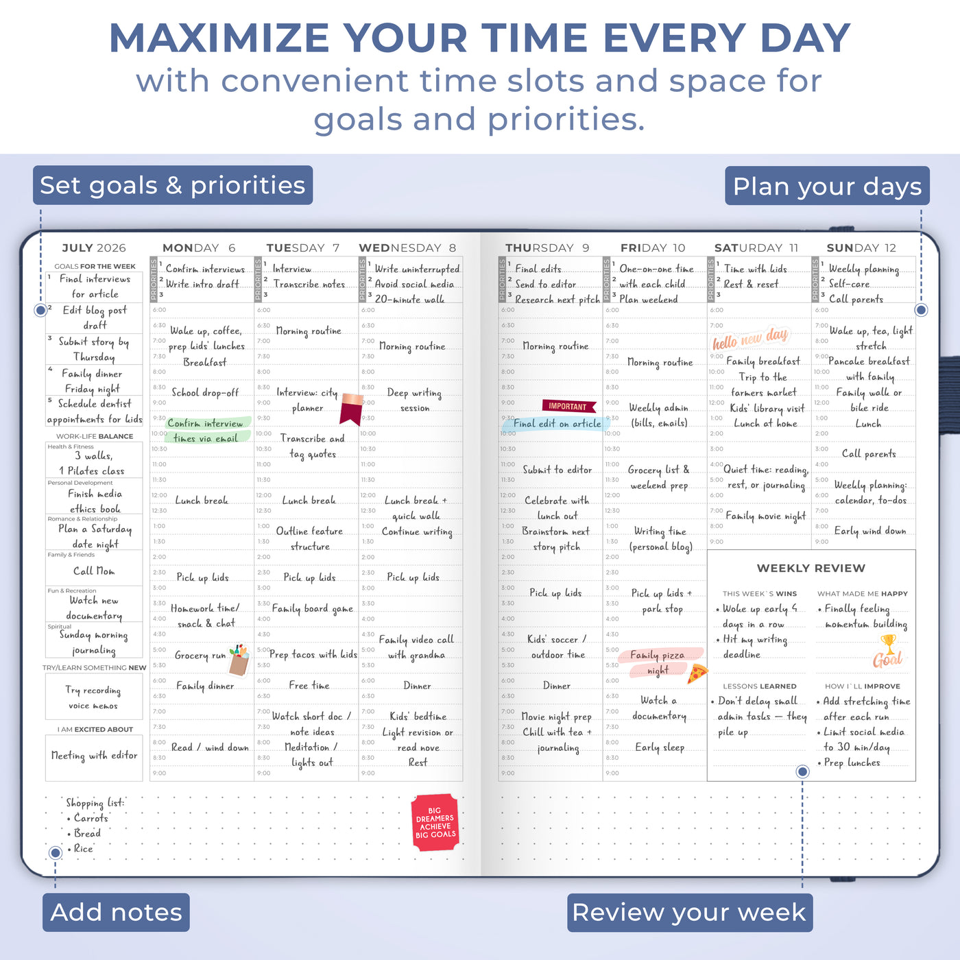 Clever Fox Dated Hourly Weekly Planner 2026