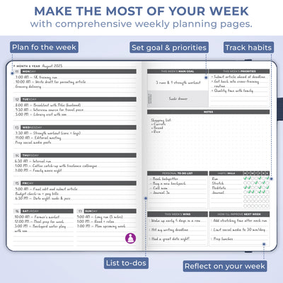 Undated Weekly Planner - Plan & Stay On Top of Your Goals