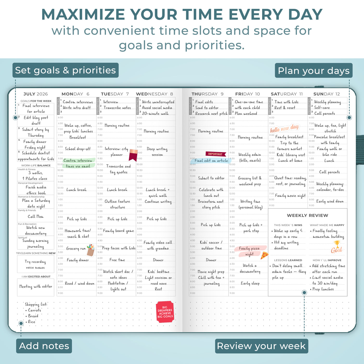 Clever Fox Dated Hourly Weekly Planner 2026