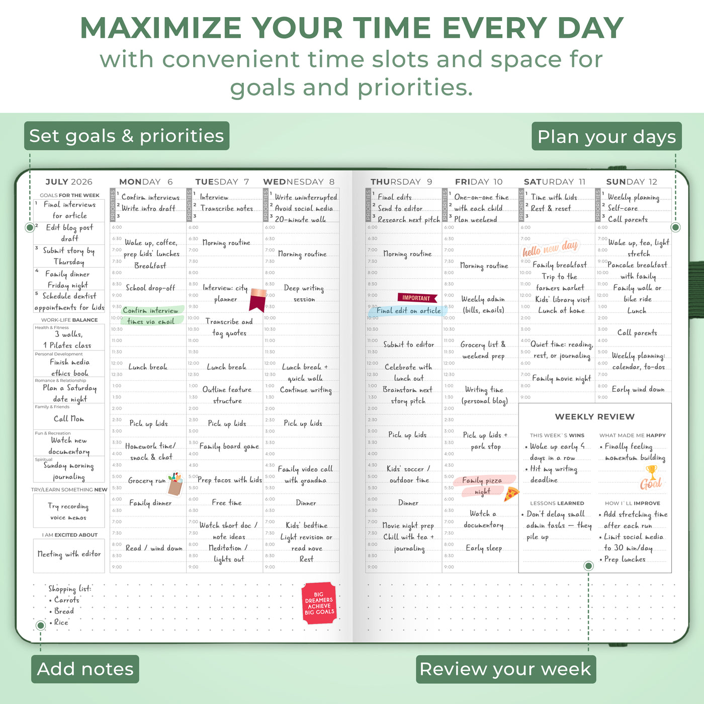 Dated Hourly Weekly Planner 2026 – Clever Fox®