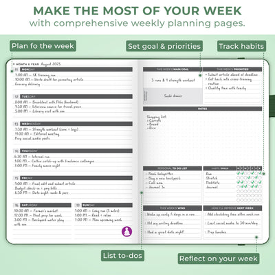 Undated Weekly Planner - Plan & Stay On Top of Your Goals