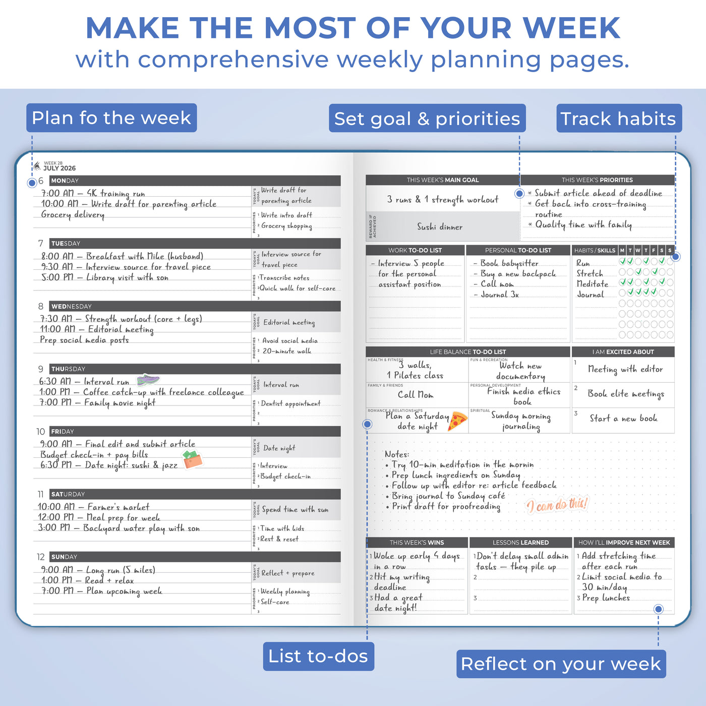 Dated Weekly Planner PRO 2026