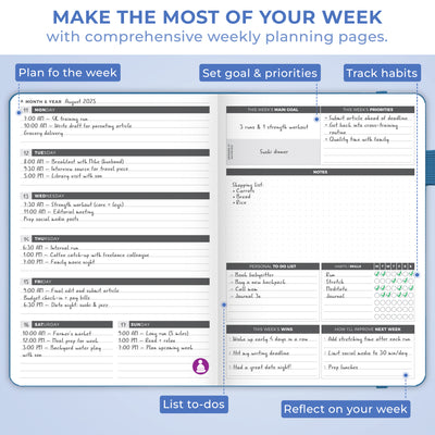 Undated Weekly Planner - Plan & Stay On Top of Your Goals
