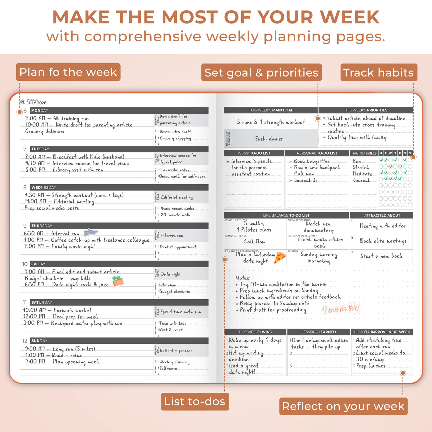 Dated Weekly Planner PRO 2026