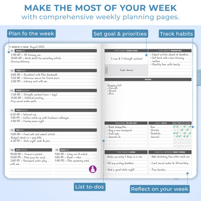 Undated Weekly Planner - Plan & Stay On Top of Your Goals