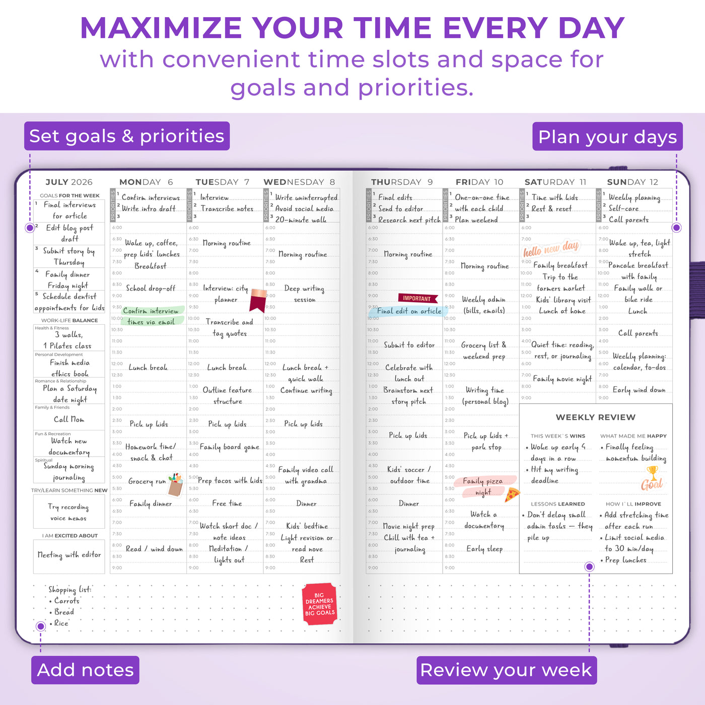 Clever Fox Dated Hourly Weekly Planner 2026