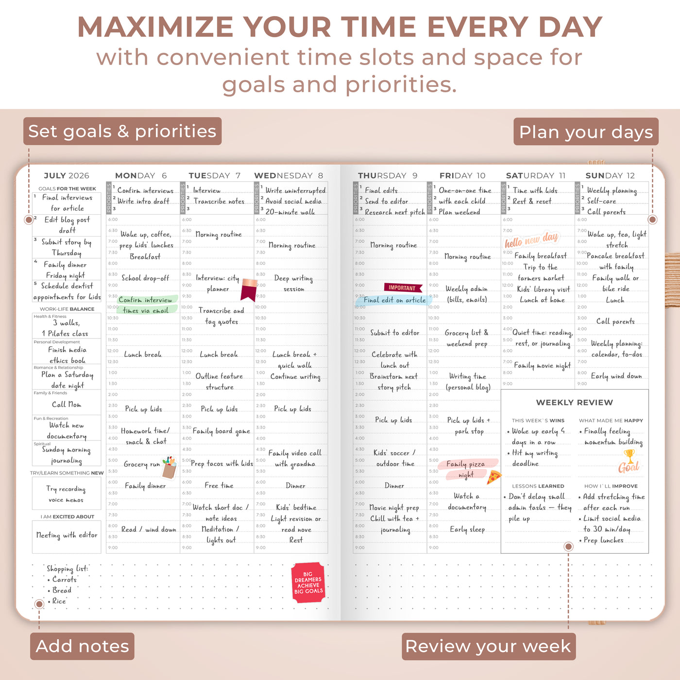 Clever Fox Dated Hourly Weekly Planner 2026