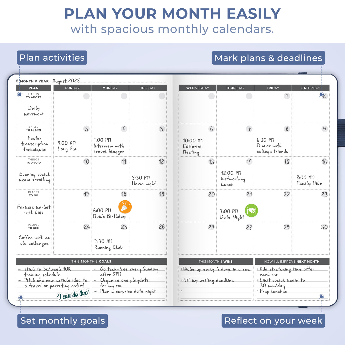 Undated Weekly Planner - Plan & Stay On Top of Your Goals