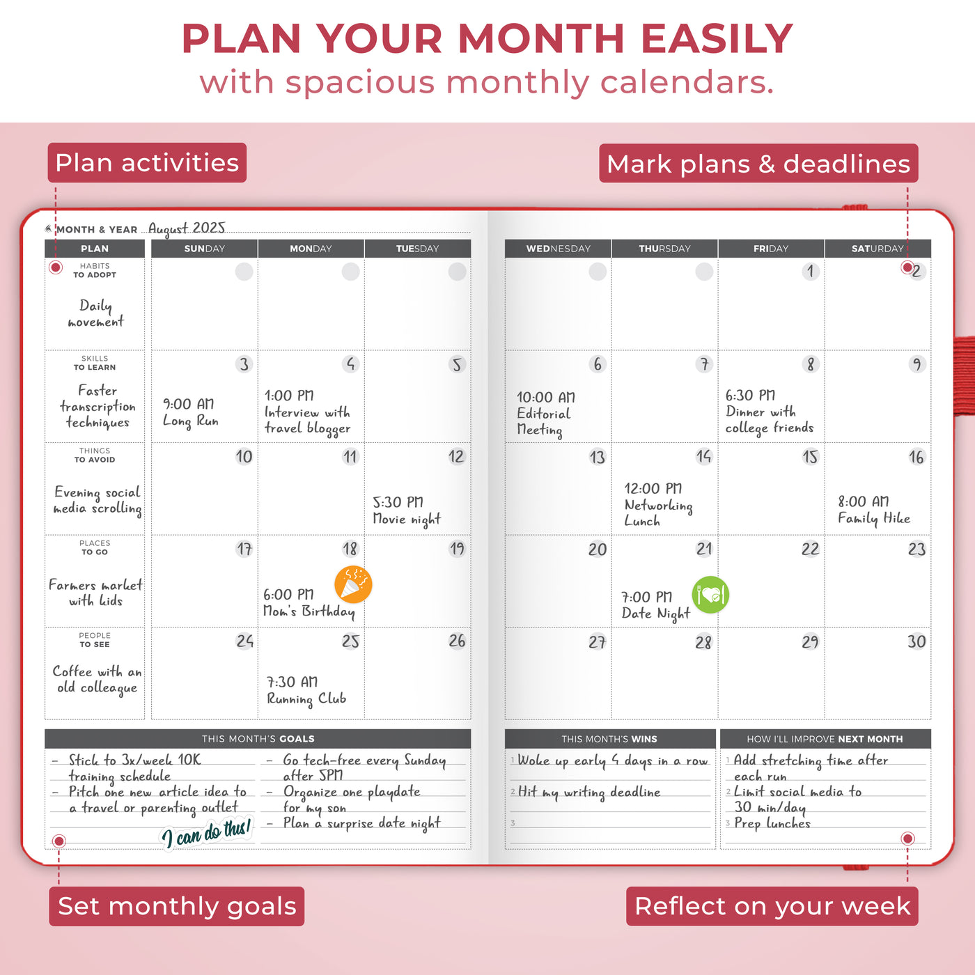 Undated Weekly Planner - Plan & Stay On Top of Your Goals