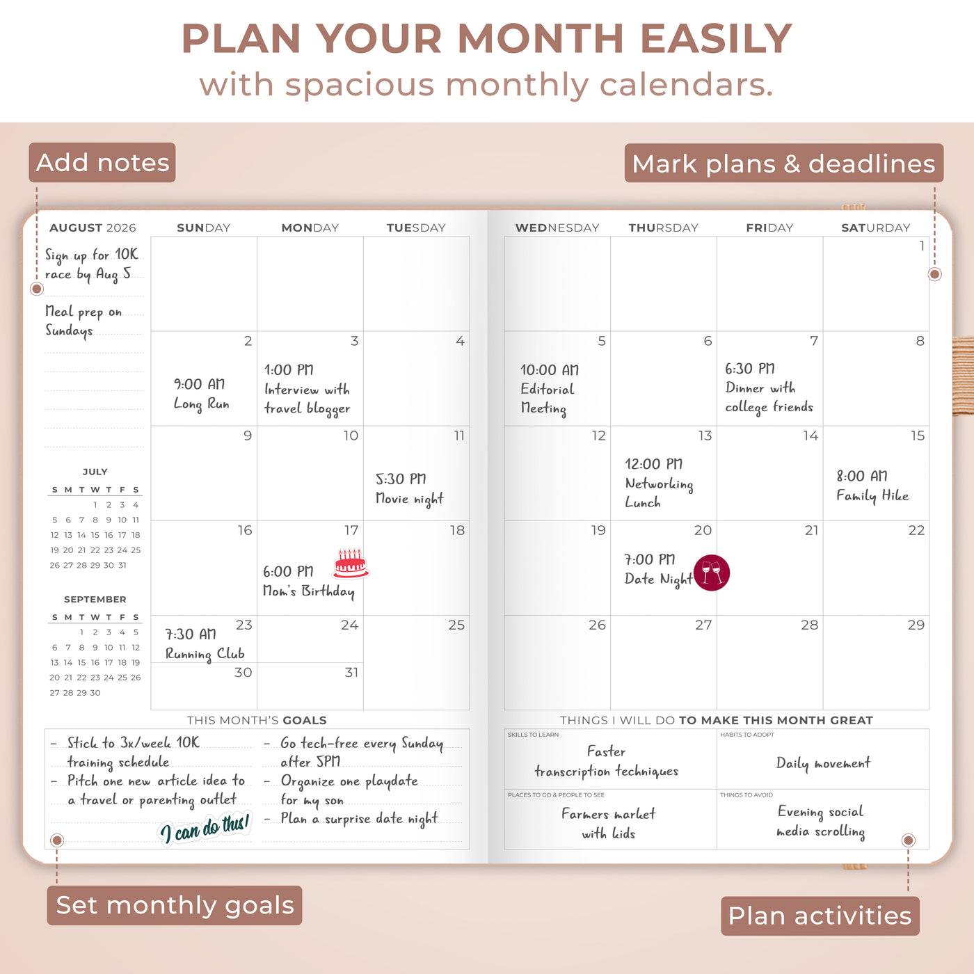 Clever Fox Dated Hourly Weekly Planner 2026