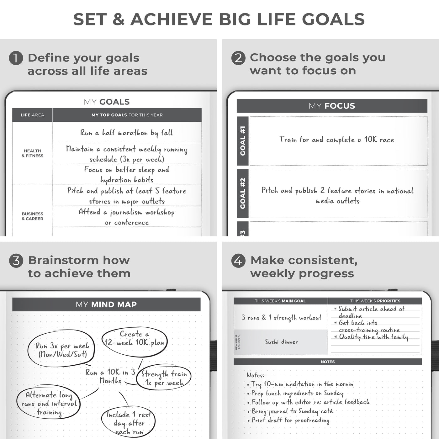 Undated Weekly Planner - Plan & Stay On Top of Your Goals