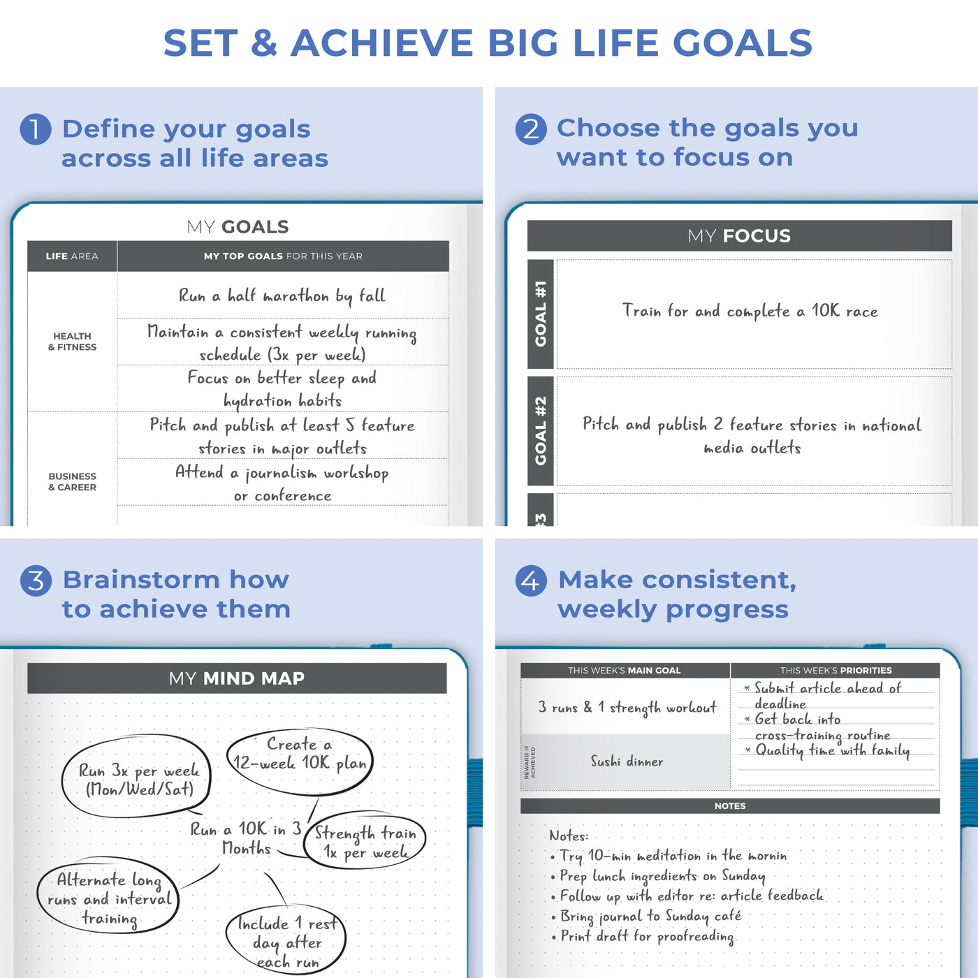 Undated Weekly Planner - Plan & Stay On Top of Your Goals
