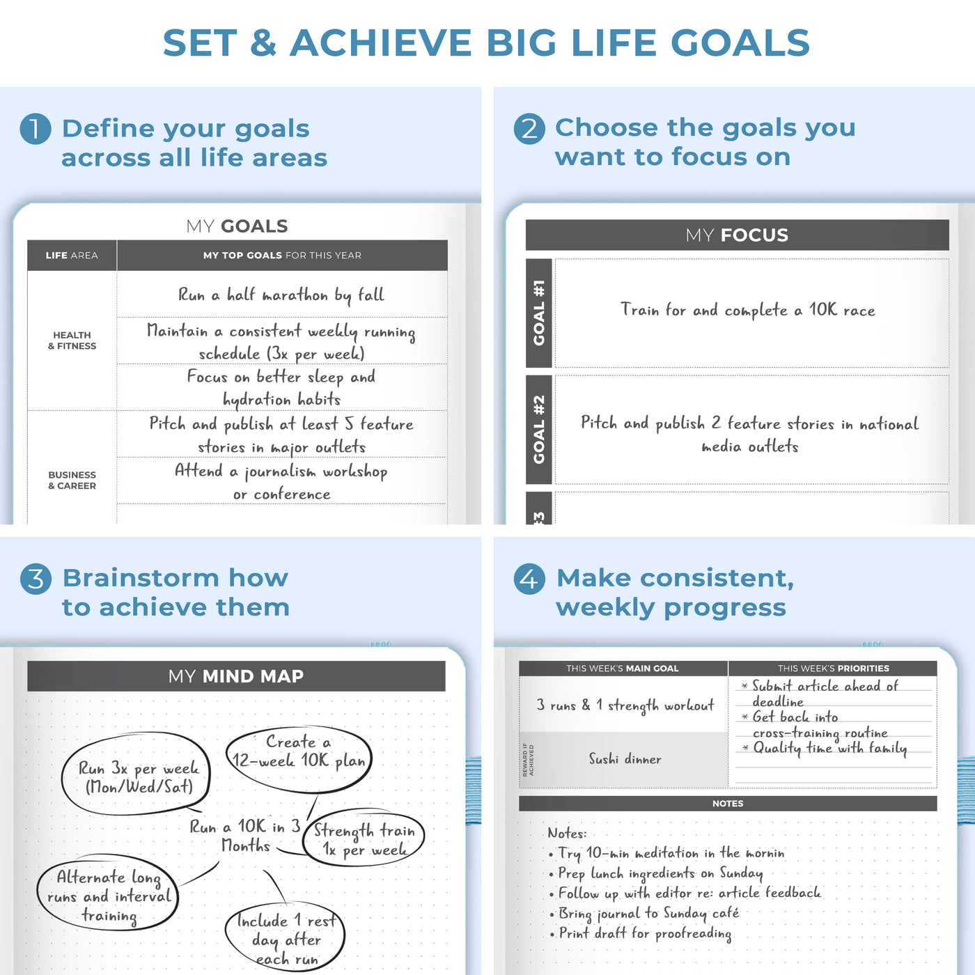 Undated Weekly Planner - Plan & Stay On Top of Your Goals