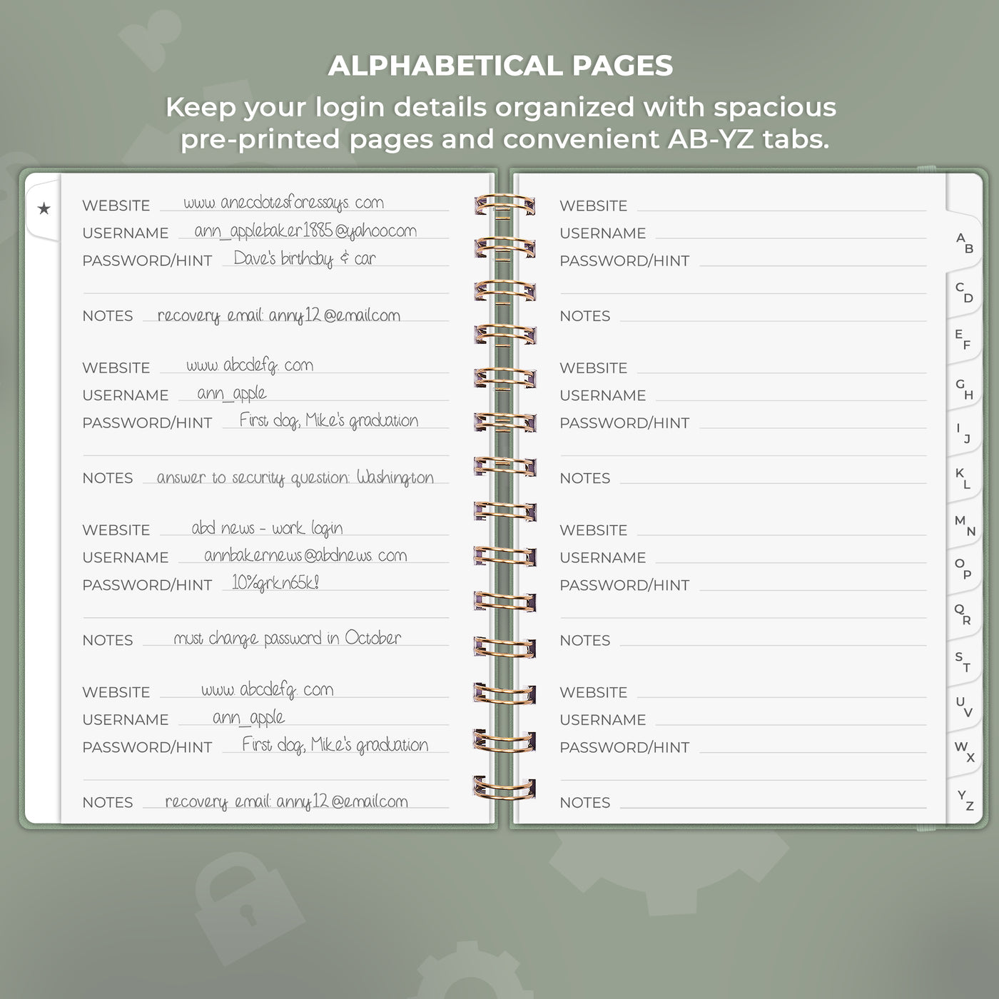 Clever Fox Password Book – Alphabetized Internet Address & Password  Organizer – Computer & Website Password Keeper Notebook – Log-In Password  Journal - Medium, A5, 8.3x5.8″, Hardcover (Dark Green) 