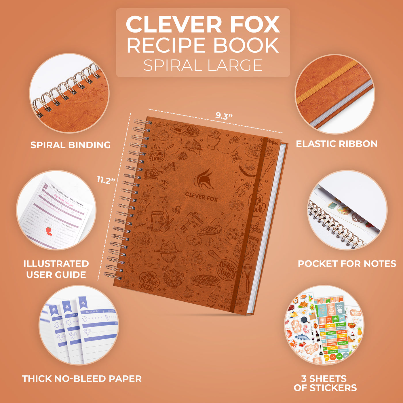 Clever Fox Recipe Book - Make Your Own Family Cookbook & Blank Recipe Notebook Organizer, Empty Cooking Journal to Write in Recipes, A5 Hardcover