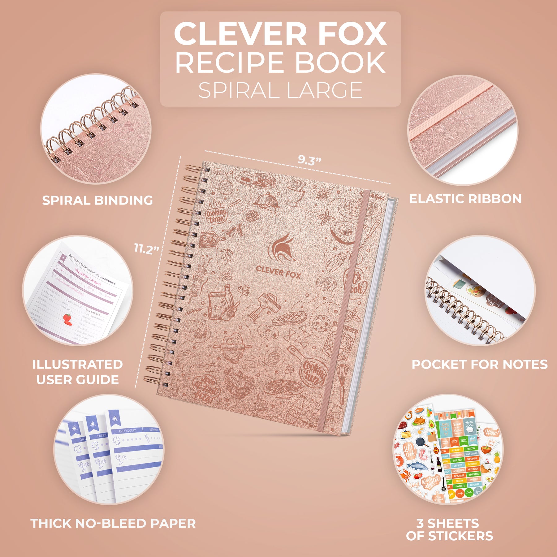 Clever Fox Recipe Book - Make Your Own Family Cookbook & Blank Recipe Notebook Organizer, Empty Cooking Journal to Write in Reci
