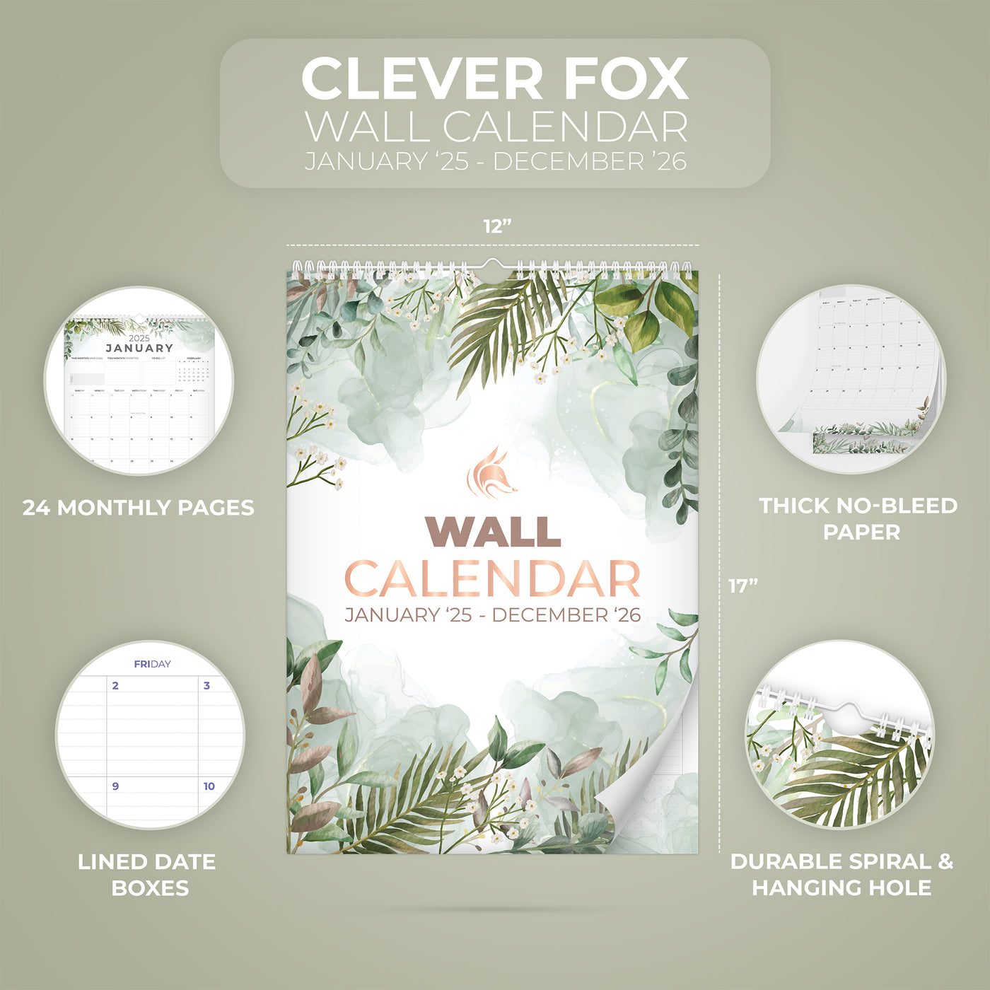 Wall Calendar Jan 2025 - Dec 2026