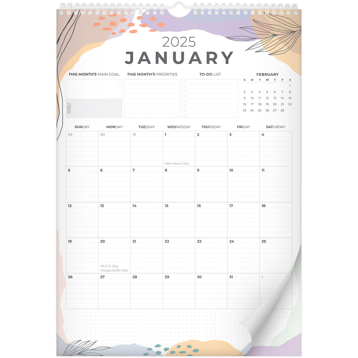 Wall Calendar Jan 2025 - Dec 2026